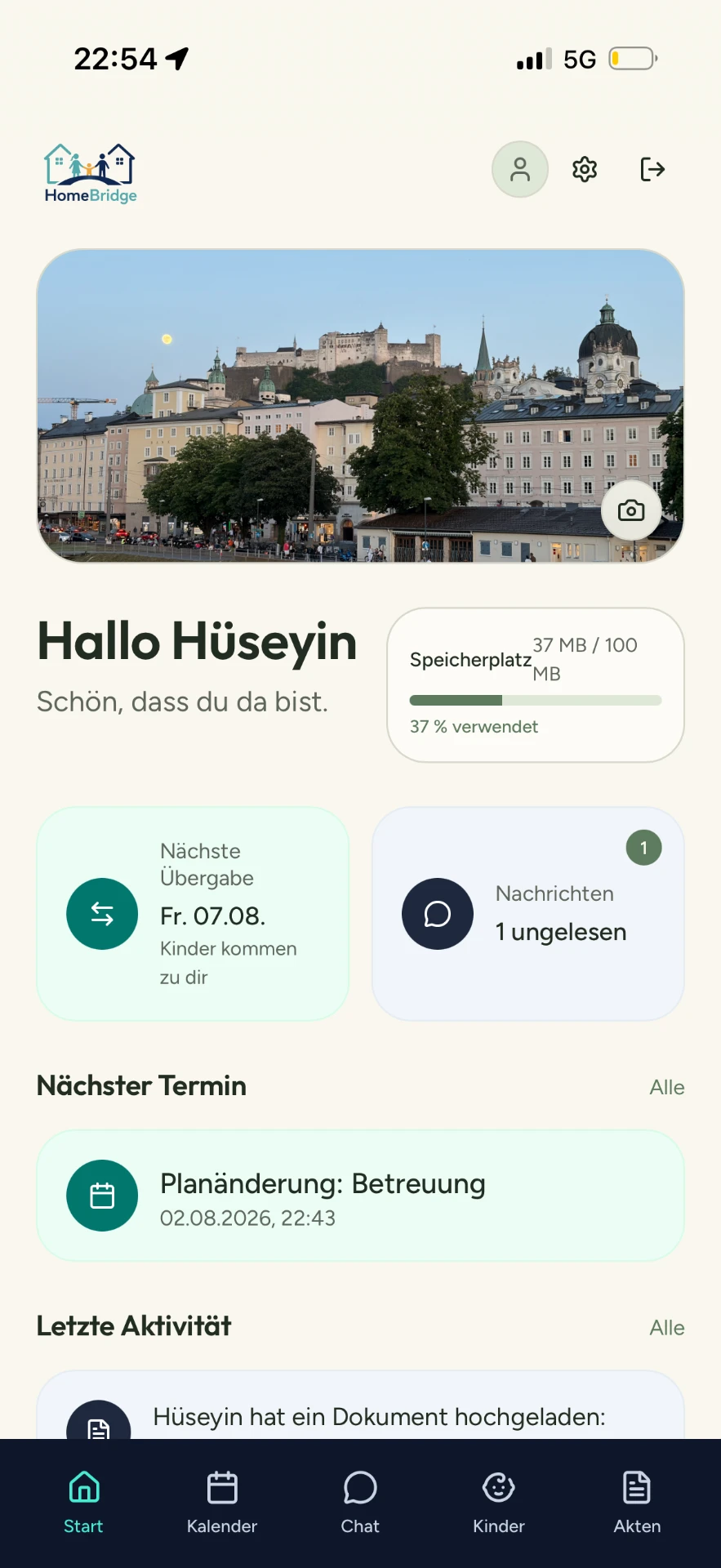 HomeBridge Startseite in der App